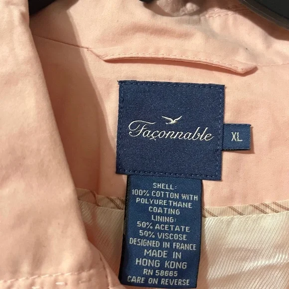 Faconnable Light Pink Single-Breasted Trench Coat - Picture 2 of 3